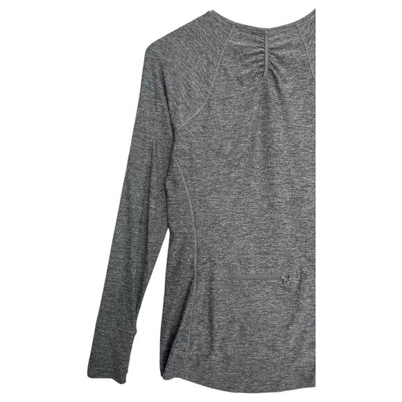 Athleta Top Womens Medium Gray Quarter Zip Long Sleeve Ruched Athletic Sporty - Picture 12 of 13